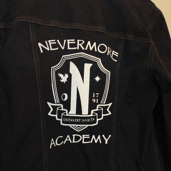 NWOT Nevermore Academy Jean Jacket Size M - Picture 1 of 3